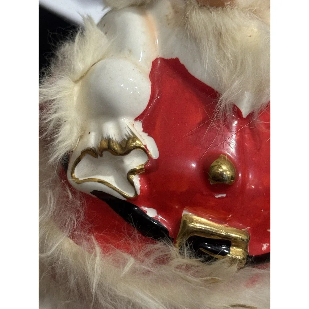 Santa Ceramic Bank 1959 Napco Bedford Ohio Vintage Made Japan Faux Fur Accent - Picture 14 of 15